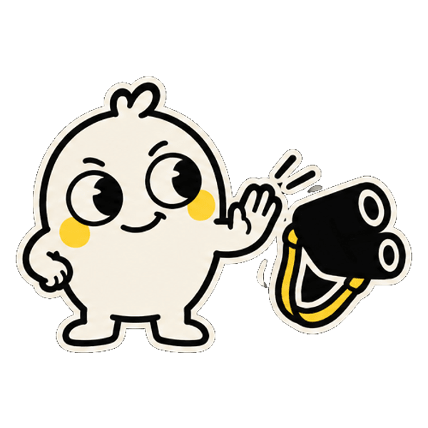 Peeky with binoculars on a strap