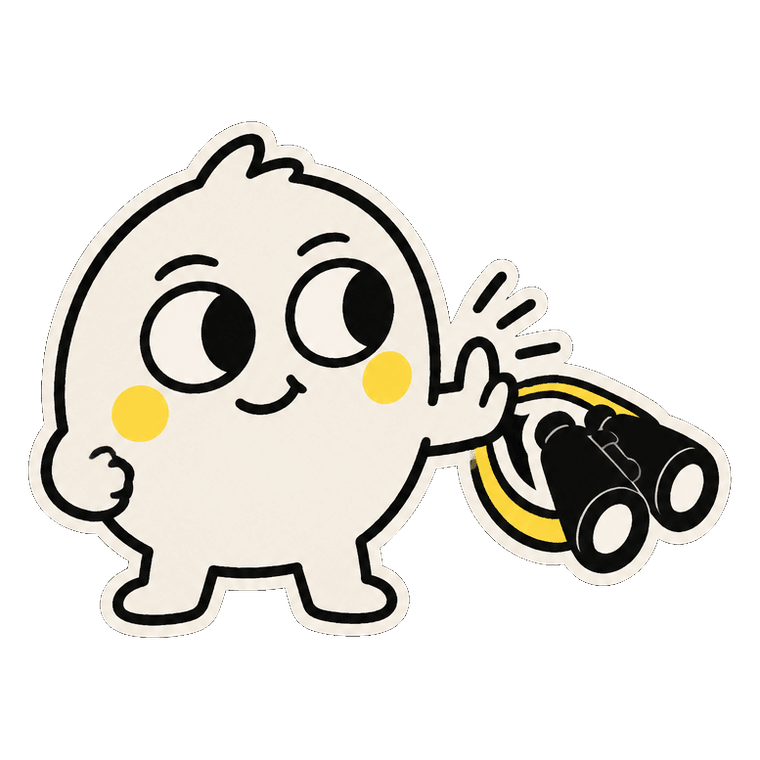 Peeky lowers the binoculars