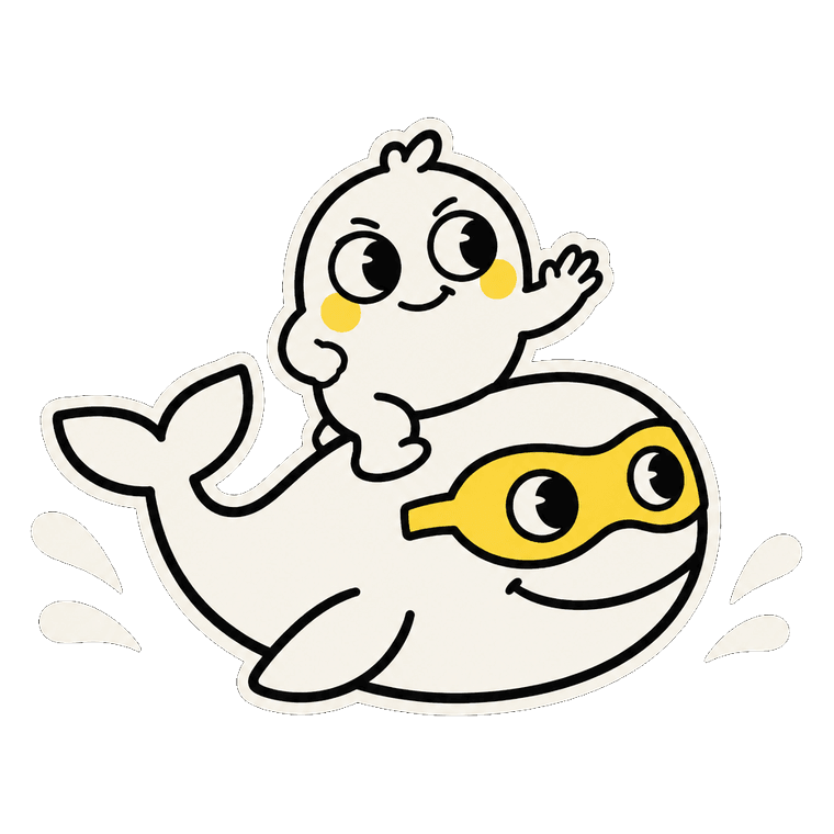 Peeky rides the whale