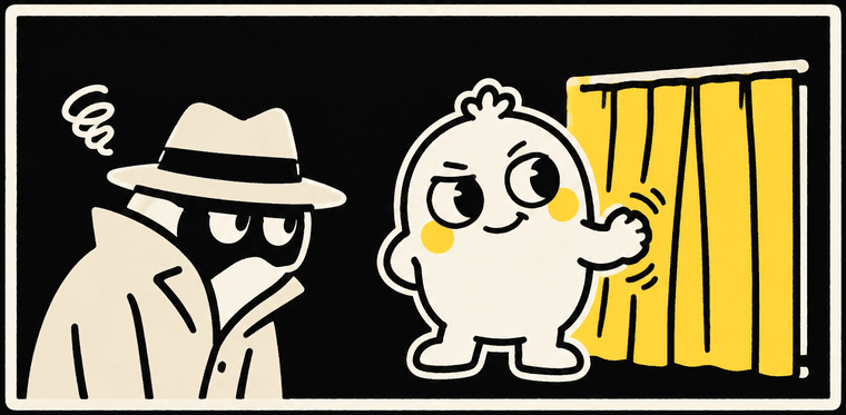 Peeky closes the curtain